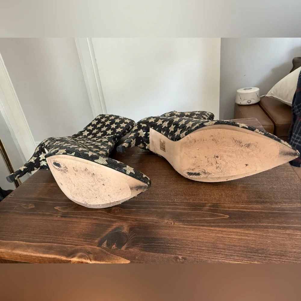 Free People Starry Black and Gold Heeled Boots - Picture 11 of 13